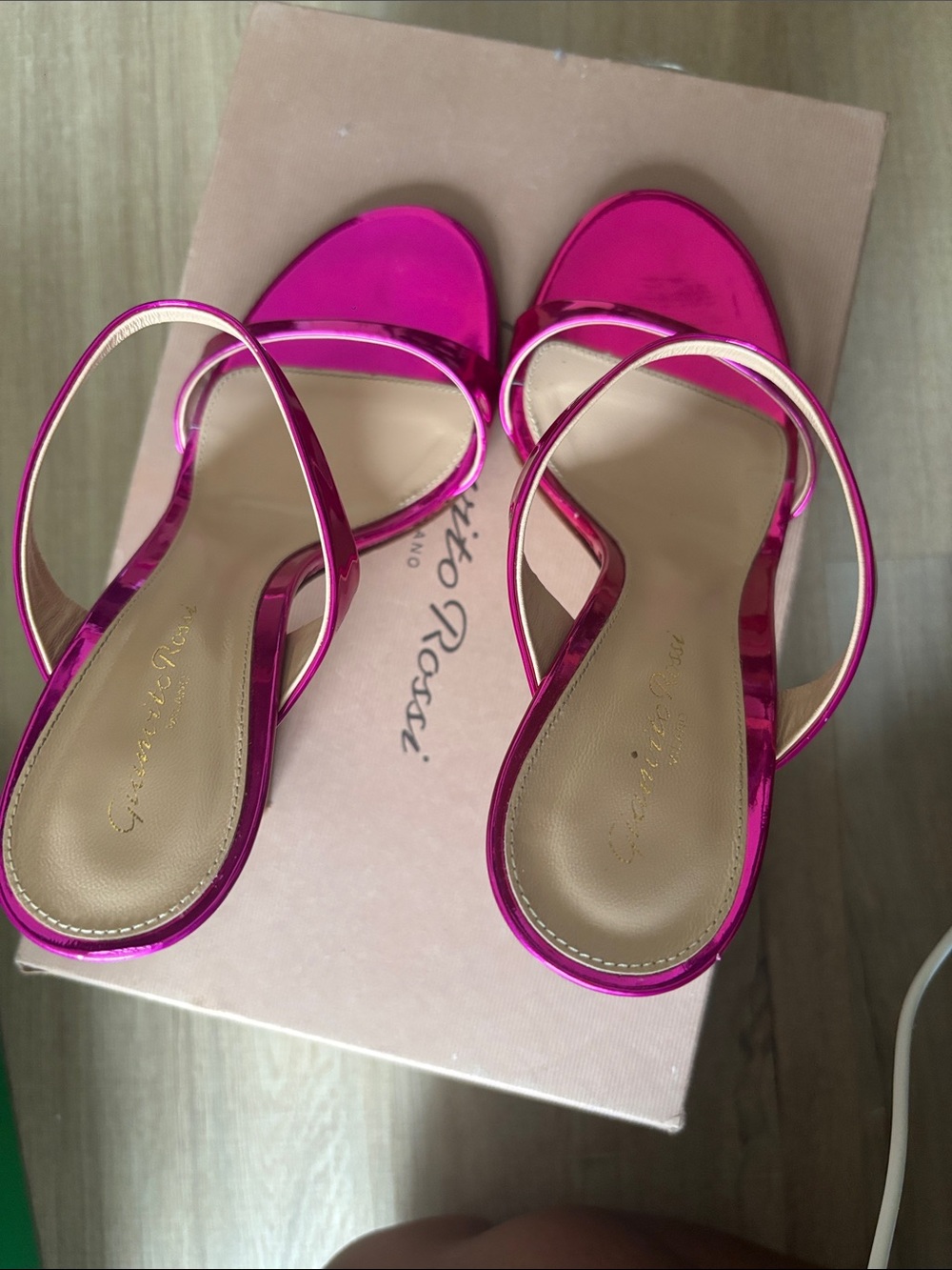 Giuseppe Zanotti Metallic Hot Pink Strappy Sandals